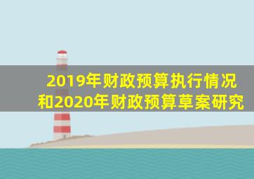 2019年财政预算执行情况和2020年财政预算草案研究