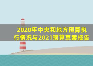 2020年中央和地方预算执行情况与2021预算草案报告