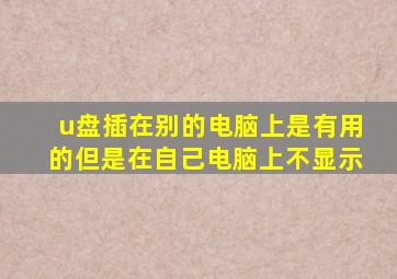u盘插在别的电脑上是有用的但是在自己电脑上不显示