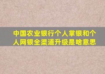 中国农业银行个人掌银和个人网银全渠道升级是啥意思