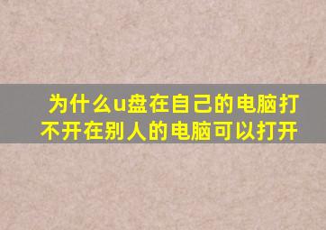 为什么u盘在自己的电脑打不开在别人的电脑可以打开