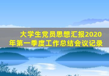 大学生党员思想汇报2020年第一季度工作总结会议记录