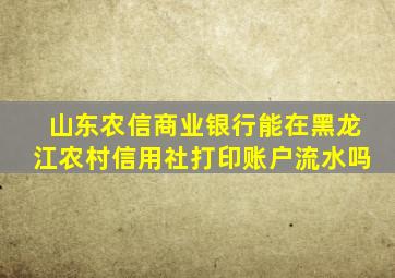 山东农信商业银行能在黑龙江农村信用社打印账户流水吗