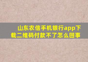 山东农信手机银行app下载二维码付款不了怎么回事