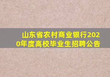 山东省农村商业银行2020年度高校毕业生招聘公告
