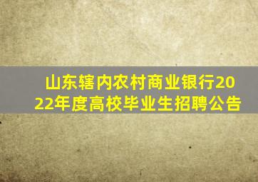 山东辖内农村商业银行2022年度高校毕业生招聘公告