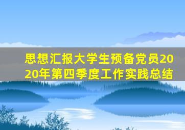 思想汇报大学生预备党员2020年第四季度工作实践总结