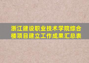 浙江建设职业技术学院综合楼项目建立工作成果汇总表
