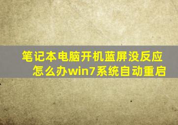 笔记本电脑开机蓝屏没反应怎么办win7系统自动重启