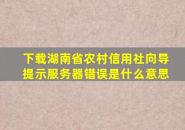 下载湖南省农村信用社向导提示服务器错误是什么意思