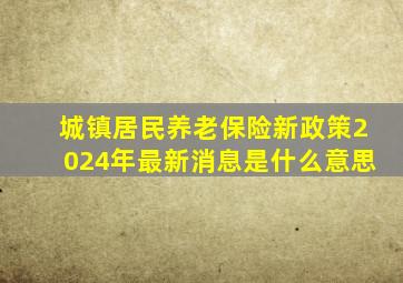 城镇居民养老保险新政策2024年最新消息是什么意思