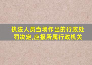 执法人员当场作出的行政处罚决定,应报所属行政机关