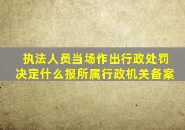执法人员当场作出行政处罚决定什么报所属行政机关备案