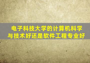 电子科技大学的计算机科学与技术好还是软件工程专业好