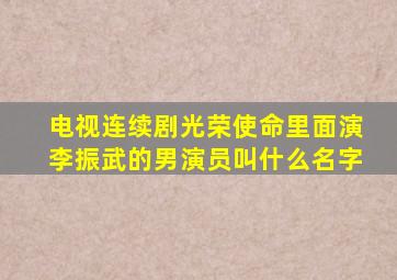 电视连续剧光荣使命里面演李振武的男演员叫什么名字