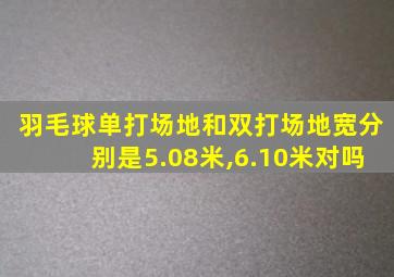 羽毛球单打场地和双打场地宽分别是5.08米,6.10米对吗