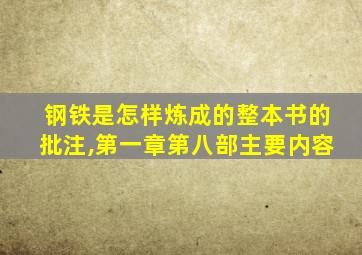 钢铁是怎样炼成的整本书的批注,第一章第八部主要内容